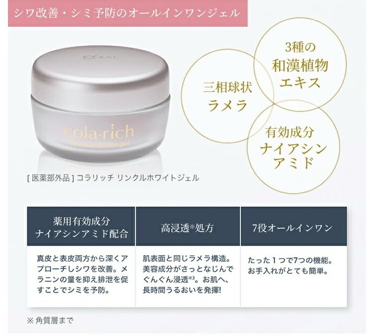 Amazon | コラリッチ リンクルホワイトジェル 55g（約1カ月分 